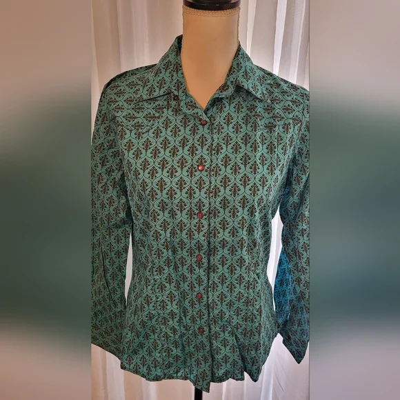 Rockies western pearlized snap button shirt size med - Picture 4 of 8